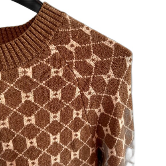 Buckle | Willow & Root Open Back Tie Sweater Brown Print Neutral Size Small BKE - Picture 7 of 11